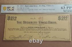 Sterling, CO La Banque de l'État de Sécurité Bon de Dépression de 1$ 7 mars 1933