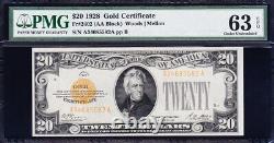 Superbe choix croustillant UNC 1928 $20 CERTIFICAT D'OR! PMG 63 EPQ! LIVRAISON GRATUITE