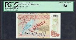 Surinam 21⁄2 Gulden 1985 Ua/unc Specimen Muntbiljet Suriname Pcgs 58 P119