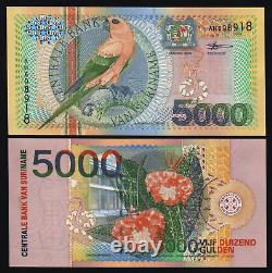 Suriname 5000 GULDEN P-152 2000 Millénaire OISEAU UNC Monnaie Mondiale NOTE Animale
