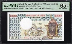 Tchad 1000 Francs P3b 1978 PMG65 Gem UNC EPQ Billet de banque Monnaie RARE