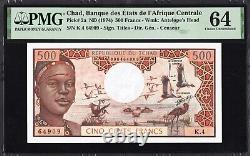 Tchad TCHAD 500 Francs P2a 1974 PMG64 Choix UNC Billet de banque Haute valeur