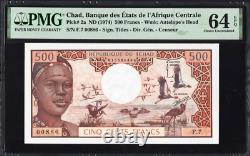 Tchad TCHAD 500 Francs P2a 1974 PMG64 Choix UNC EPQ Billet de Banque Monnaie HAUTE VALEUR
