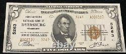 Tennessee Dyersburg $5 First-citizens National Bank Monnaie Nationale 1929 Unc