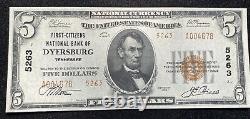 Tennessee Dyersburg $5 First-citizens National Bank Monnaie Nationale 1929 Unc
