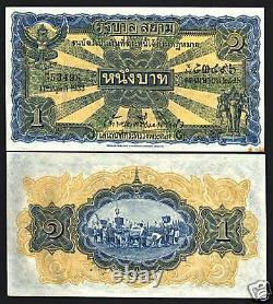 Thaïlande 1 Baht P-16 B 1933 King Buffalo Procession Rare Unc Monnaie Banque Note