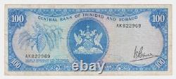 Trinité-et-Tobago 100 dollars $ 1964 P35a VF Arbres de coco Note de monnaie date clé