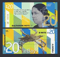USA 2016 Monnaie Set Local 4 Pièces Baltimore Note 1, 5, 10 Et 20 Unc