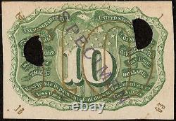 Unc 10 Cent Expérimental Fractional Currency Specimen Note Pcgs 64