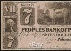 Unc 1800s $ 7 Sept Dollars Bill Paterson Argent En Papier De Billets De Monnaie De Jursey