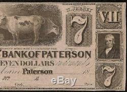 Unc 1800s $ 7 Sept Dollars Bill Paterson Argent En Papier De Billets De Monnaie De Jursey
