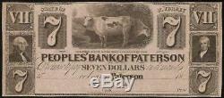 Unc 1800s $ 7 Sept Dollars Bill Paterson Argent En Papier De Billets De Monnaie De Jursey