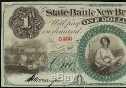 Unc 1 $ 1860s Projet De Loi Du Nouveau-brunswick En Dollars Note De La Banque Monnaie De L'argent Grand Papier Vieux