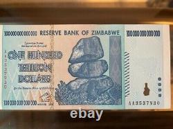Unc 2008 100 Trillion Dollars Zimbabwe Banknote P-91 Le Plus Grand Denom Note Monnaie