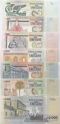 Uruguay 20 2000 Pesos 7 Piece Billets Set 2014-15 Unc Devise