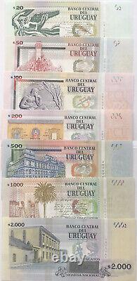 Uruguay 20 Pesos 2000 Série De Billets De 7 Pièces 2014-15 Unc Monnaie