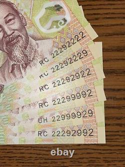 VIETNAM 10000 Dong, 2019, UNC Lot de 6 billets avec numéros de série binaires, monnaie du monde