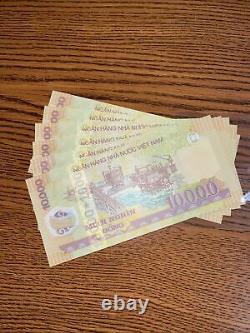 VIETNAM 10000 Dong, 2019, UNC Lot de 6 billets avec numéros de série binaires, monnaie du monde
