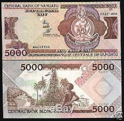 Vanuatu 5000 Vatu P4 1989 Navire Unc Aa Prefix Pacifique Monnaie Argent Bill Note