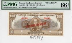 Venezuela 100 Bolivars SPECIMEN ND (1940-62) Pick-34s GEM UNC PMG 66 EPQ