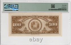 Venezuela, Banque Centrale 100 Bolivars 24/07/1956 G6 Pick #34c À propos de UNC 58 PMG