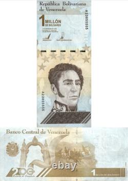 Venezuela P114 lot de 100 x 1 million 1 000 000 bolivars souverains UNC NON CIRCULÉ