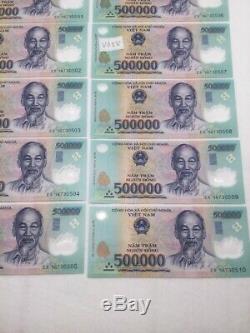 Vietnam Currency Banknote, Unc, 10 X 500 000 = 5 000 000, Livraison Gratuite, (v658)