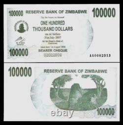 Zimbabwe 10000 DOLLARS P-48a 2006 Sans ÉCART UNC Billet de monnaie zimbabwéen RARE