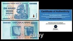 Zimbabwe 100 Billion Dollars 2008 AA P-91 Billet de banque neuf UNC Zim Currency WithCOA