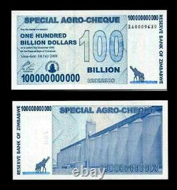 Zimbabwe 100 Milliards De Dollars Agro-chèque Spécial, 2008, P-64z, Unc, Remplacement
