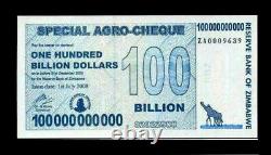 Zimbabwe 100 Milliards De Dollars Agro-chèque Spécial, 2008, P-64z, Unc, Remplacement