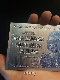 Zimbabwe 100 Trillion Dollars Billet de banque Neuf UNC Nouvelle devise zimbabwéenne