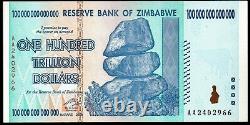 Zimbabwe 100 Trillions De Dollars 2008 Aa P-91 Billet Nouveau Unc Rare Zim Devise