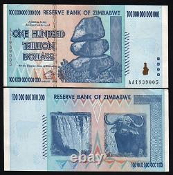 Zimbabwe 100 billions de DOLLARS P-91 2008 x 1 Pcs UNC Monnaie mondiale UV PASS NOTE