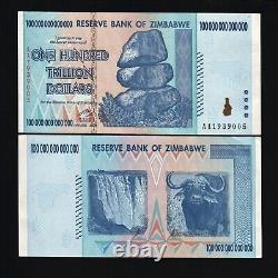 Zimbabwe 100 billions de DOLLARS P-91 2008 x 1 Pcs UNC Monnaie mondiale UV PASS NOTE
