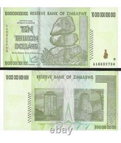 Zimbabwé 10 Billions De Dollars X 100 Pcs Aa 2008 P88 Vf Unc Portefeuille De Bons De Change