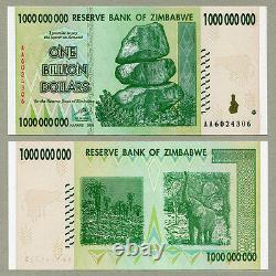 Zimbabwe 1 Milliard De Dollars X 25 Pcs Aa 2008 P83 Billets De Change Consécutifs Unc