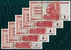 Zimbabwé 20 Milliards De Dollars X 5 Billets Za 2008 Unc Monnaie Non Circulée
