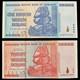 Zimbabwe 20 Et 100 Trillion Dollar Billet De Banque Argent Unc Monnaie Hyperinflation