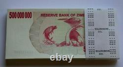 Zimbabwe 500 Millions De Dollars Ac 2008 P60 Full Bundle Unc Currency