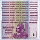Zimbabwe 500 Millions De Dollars X 10 Billets Série Aa/ab 2008 P82 Unc Billets De Monnaie