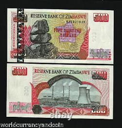 Zimbabwe 500 P-10 2001 X 20 Pcs Lot Zebra Silver Foil Unc Monnaie Projet De Loi Billet