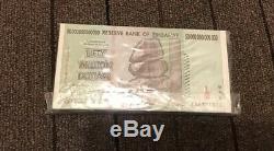Zimbabwe 50 Trillion Dollar Banknote - Monnaie En Papier Unc (100 Pièces Consécutives)