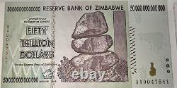 Zimbabwe 50 billions de dollars($)2008 UNC (30 billets séquentiels,)MONNAIE AUTHENTIQUE