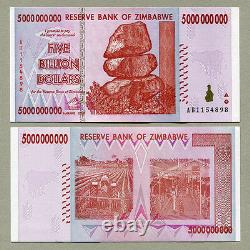 Zimbabwe 5 Milliards De Dollars X 10 Pcs Ab 2008 P84 Factures Monétaires Consécutives Unc