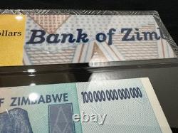 Zimbabwe Billet de 50 et 100 Trillions de Dollars Banque Monnaie UNC Currency COA