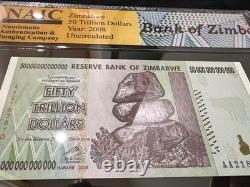 Zimbabwe Billet de 50 et 100 Trillions de Dollars Banque Monnaie UNC Currency COA