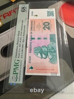 Zimbabwe Monnaie, Billet de Banque de 20 Zig Doré, SUPERBE GEM UNC, Code QR, EPQ 67